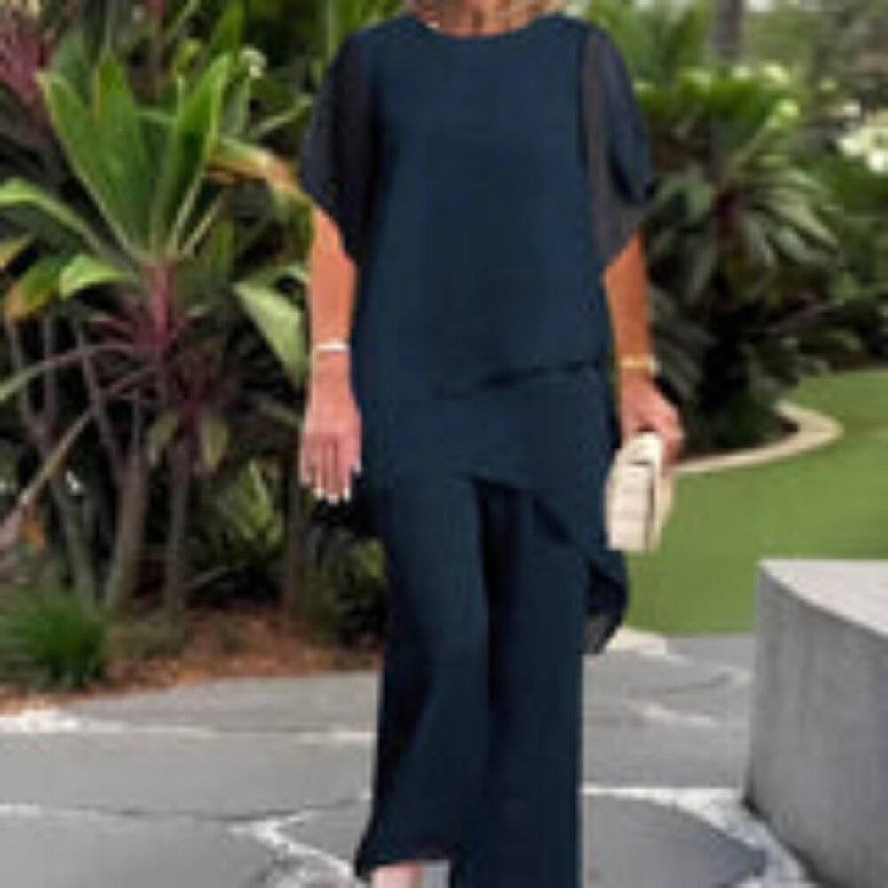 Herlene | Chic Irregular Top and Pants Set × 1   Size 2XL